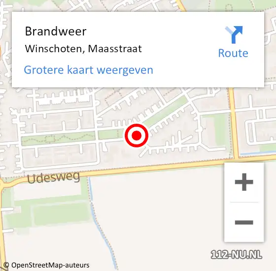 Locatie op kaart van de 112 melding: Brandweer Winschoten, Maasstraat op 23 mei 2021 14:18