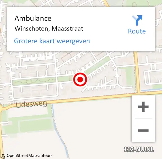 Locatie op kaart van de 112 melding: Ambulance Winschoten, Maasstraat op 23 mei 2021 14:18
