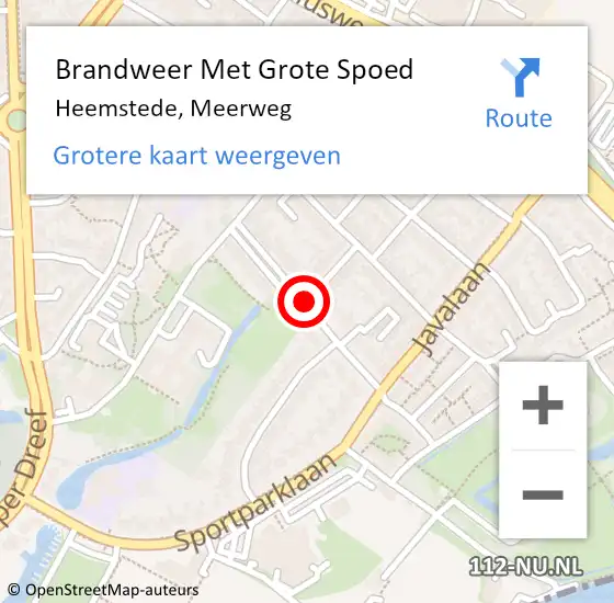 Locatie op kaart van de 112 melding: Brandweer Met Grote Spoed Naar Heemstede, Meerweg op 23 mei 2021 14:50