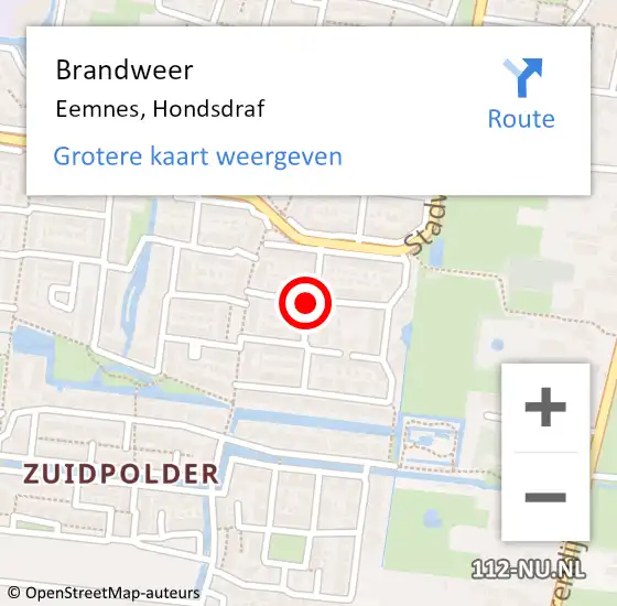 Locatie op kaart van de 112 melding: Brandweer Eemnes, Hondsdraf op 11 juni 2014 09:53