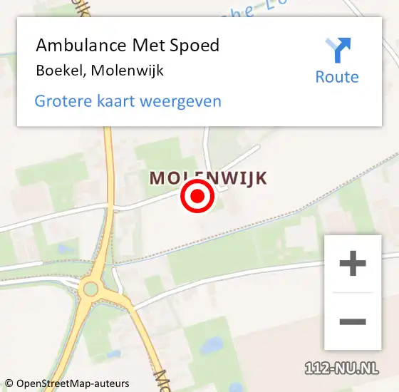 Locatie op kaart van de 112 melding: Ambulance Met Spoed Naar Boekel, Molenwijk op 11 juni 2014 09:54