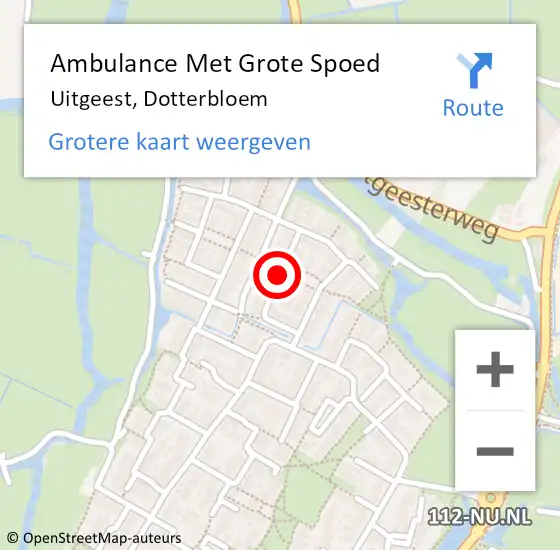 Locatie op kaart van de 112 melding: Ambulance Met Grote Spoed Naar Uitgeest, Dotterbloem op 23 mei 2021 17:29