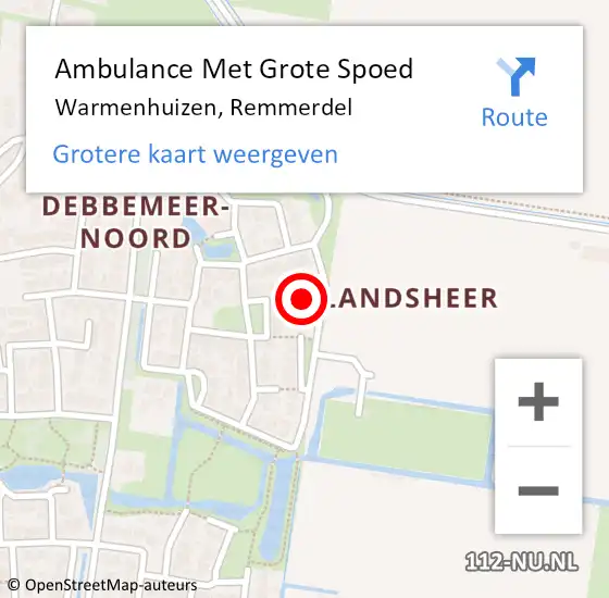 Locatie op kaart van de 112 melding: Ambulance Met Grote Spoed Naar Warmenhuizen, Remmerdel op 23 mei 2021 17:36