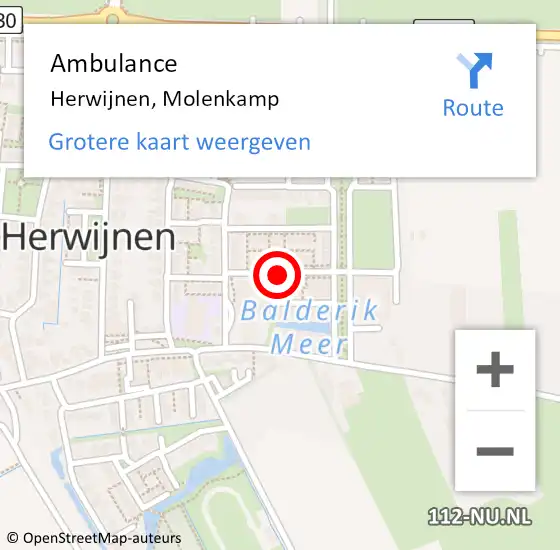 Locatie op kaart van de 112 melding: Ambulance Herwijnen, Molenkamp op 23 mei 2021 19:28