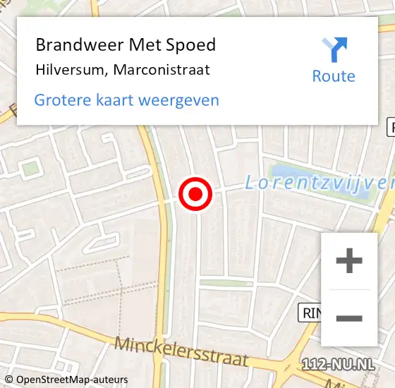 Locatie op kaart van de 112 melding: Brandweer Met Spoed Naar Hilversum, Marconistraat op 23 mei 2021 20:38