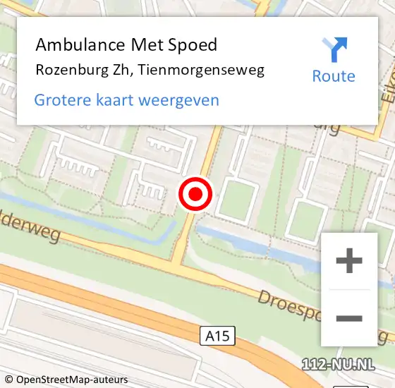 Locatie op kaart van de 112 melding: Ambulance Met Spoed Naar Rozenburg Zh, Tienmorgenseweg op 23 mei 2021 22:49