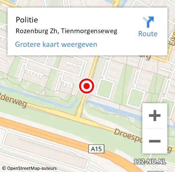 Locatie op kaart van de 112 melding: Politie Rozenburg Zh, Tienmorgenseweg op 23 mei 2021 22:51