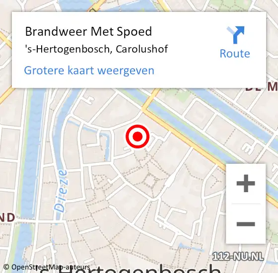 Locatie op kaart van de 112 melding: Brandweer Met Spoed Naar 's-Hertogenbosch, Carolushof op 24 mei 2021 03:14