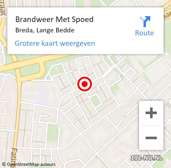 Locatie op kaart van de 112 melding: Brandweer Met Spoed Naar Breda, Lange Bedde op 24 mei 2021 04:50