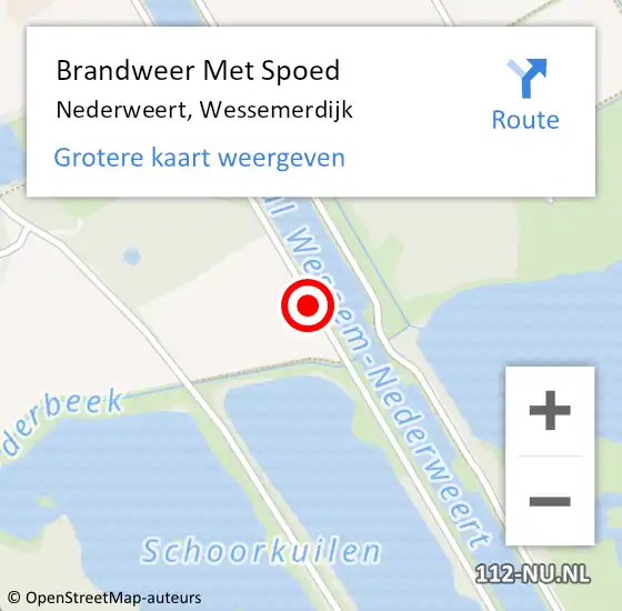 Locatie op kaart van de 112 melding: Brandweer Met Spoed Naar Nederweert, Wessemerdijk op 24 mei 2021 09:24