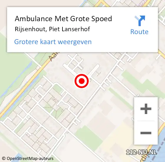 Locatie op kaart van de 112 melding: Ambulance Met Grote Spoed Naar Rijsenhout, Piet Lanserhof op 24 mei 2021 11:51