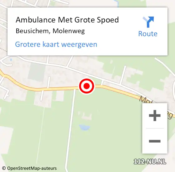 Locatie op kaart van de 112 melding: Ambulance Met Grote Spoed Naar Beusichem, Molenweg op 24 mei 2021 12:00