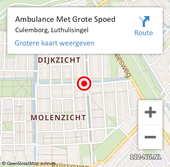 Locatie op kaart van de 112 melding: Ambulance Met Grote Spoed Naar Culemborg, Luthulisingel op 24 mei 2021 12:29