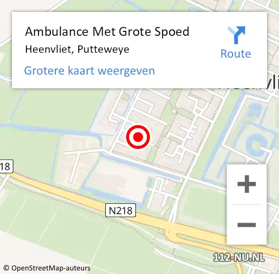 Locatie op kaart van de 112 melding: Ambulance Met Grote Spoed Naar Heenvliet, Putteweye op 24 mei 2021 13:06