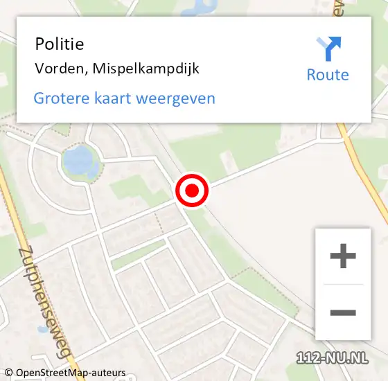 Locatie op kaart van de 112 melding: Politie Vorden, Mispelkampdijk op 24 mei 2021 14:30