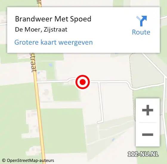 Locatie op kaart van de 112 melding: Brandweer Met Spoed Naar De Moer, Zijstraat op 24 mei 2021 16:27