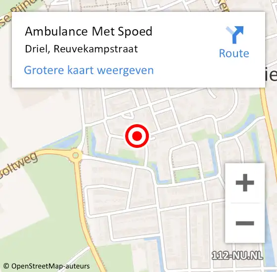 Locatie op kaart van de 112 melding: Ambulance Met Spoed Naar Driel, Reuvekampstraat op 24 mei 2021 17:50