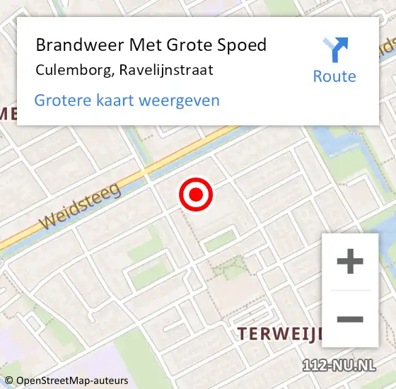 Locatie op kaart van de 112 melding: Brandweer Met Grote Spoed Naar Culemborg, Ravelijnstraat op 24 mei 2021 18:11