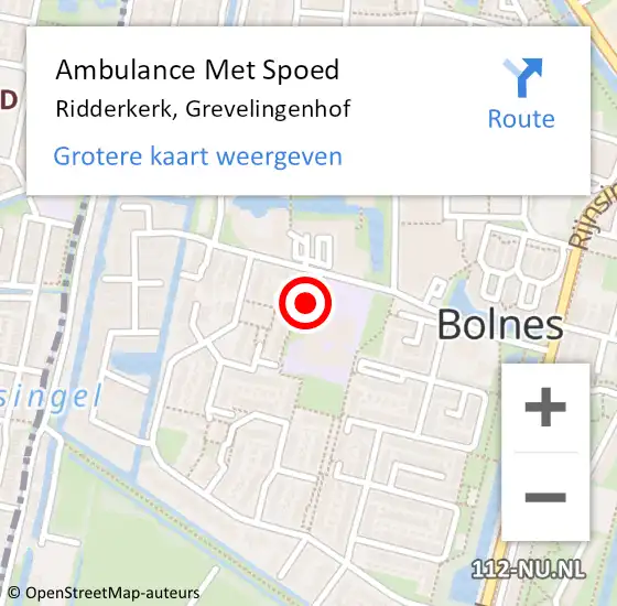 Locatie op kaart van de 112 melding: Ambulance Met Spoed Naar Ridderkerk, Grevelingenhof op 24 mei 2021 18:24