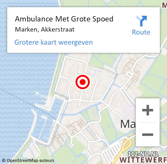 Locatie op kaart van de 112 melding: Ambulance Met Grote Spoed Naar Marken, Akkerstraat op 24 mei 2021 19:43