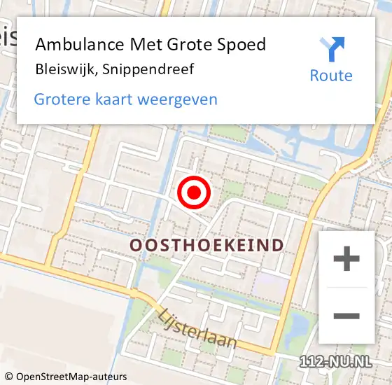 Locatie op kaart van de 112 melding: Ambulance Met Grote Spoed Naar Bleiswijk, Snippendreef op 24 mei 2021 20:48