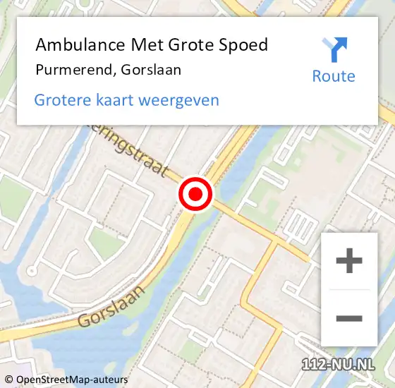 Locatie op kaart van de 112 melding: Ambulance Met Grote Spoed Naar Purmerend, Gorslaan op 24 mei 2021 21:07