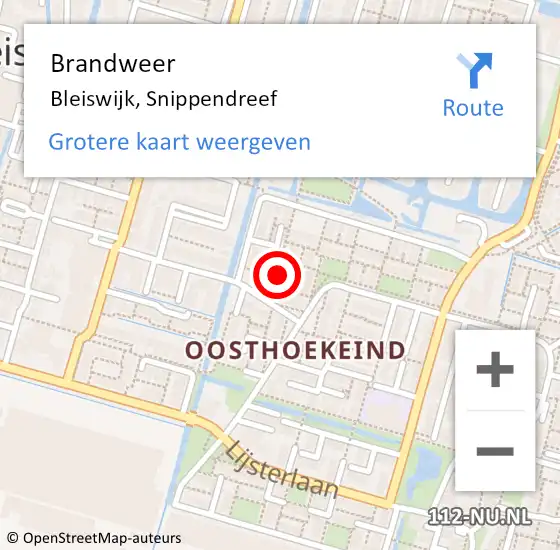 Locatie op kaart van de 112 melding: Brandweer Bleiswijk, Snippendreef op 24 mei 2021 21:19