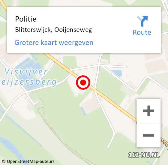 Locatie op kaart van de 112 melding: Politie Blitterswijck, Ooijenseweg op 24 mei 2021 21:25