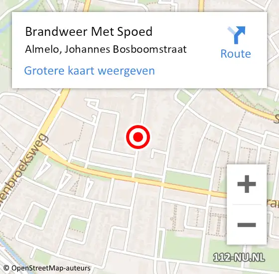 Locatie op kaart van de 112 melding: Brandweer Met Spoed Naar Almelo, Johannes Bosboomstraat op 24 mei 2021 22:20