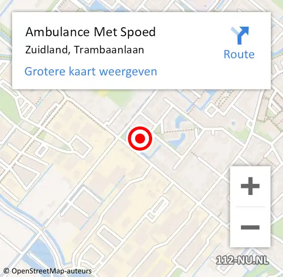 Locatie op kaart van de 112 melding: Ambulance Met Spoed Naar Zuidland, Trambaanlaan op 25 mei 2021 01:27