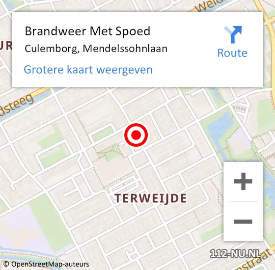 Locatie op kaart van de 112 melding: Brandweer Met Spoed Naar Culemborg, Mendelssohnlaan op 25 mei 2021 06:03