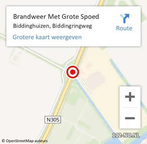 Locatie op kaart van de 112 melding: Brandweer Met Grote Spoed Naar Biddinghuizen, Biddingringweg op 25 mei 2021 06:42