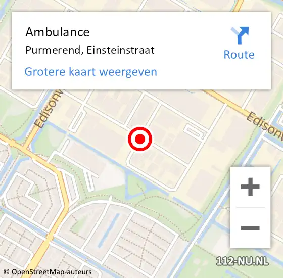 Locatie op kaart van de 112 melding: Ambulance Purmerend, Weberstraat op 25 mei 2021 07:04