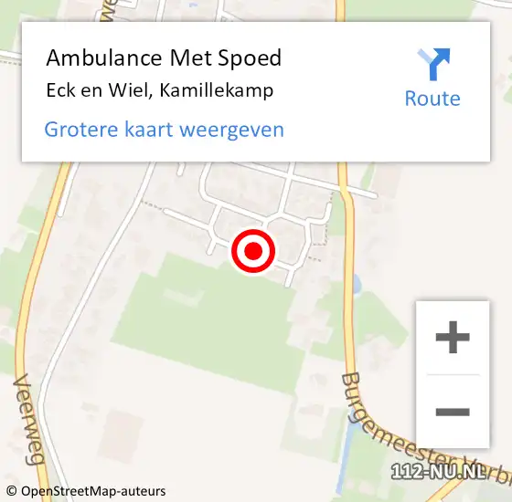 Locatie op kaart van de 112 melding: Ambulance Met Spoed Naar Eck en Wiel, Kamillekamp op 25 mei 2021 07:44