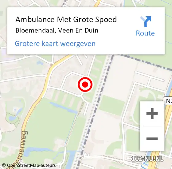 Locatie op kaart van de 112 melding: Ambulance Met Grote Spoed Naar Bloemendaal, Veen En Duin op 25 mei 2021 08:08