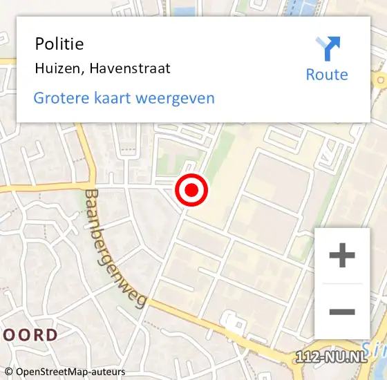 Locatie op kaart van de 112 melding: Politie Huizen, Havenstraat op 25 mei 2021 08:29