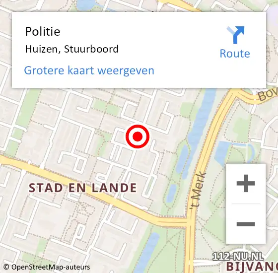 Locatie op kaart van de 112 melding: Politie Huizen, Stuurboord op 25 mei 2021 08:44