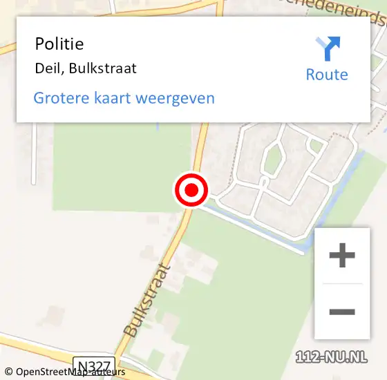 Locatie op kaart van de 112 melding: Politie Deil, Bulkstraat op 25 mei 2021 10:19