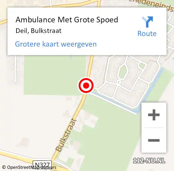 Locatie op kaart van de 112 melding: Ambulance Met Grote Spoed Naar Deil, Bulkstraat op 25 mei 2021 10:20