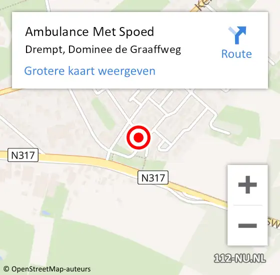 Locatie op kaart van de 112 melding: Ambulance Met Spoed Naar Drempt, Dominee de Graaffweg op 11 juni 2014 12:12