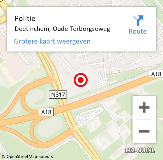 Locatie op kaart van de 112 melding: Politie Doetinchem, Oude Terborgseweg op 25 mei 2021 12:38