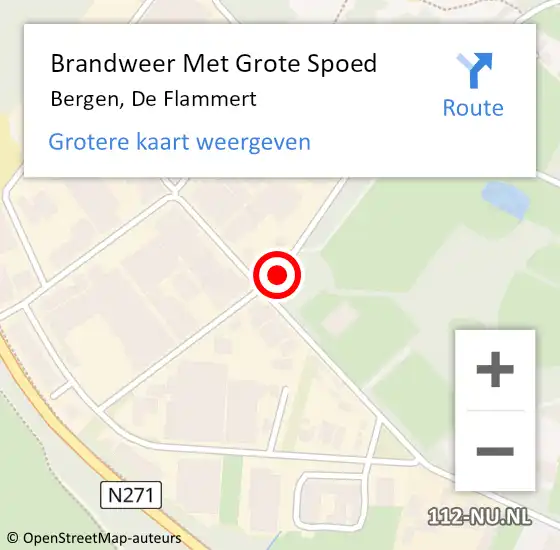 Locatie op kaart van de 112 melding: Brandweer Met Grote Spoed Naar Bergen, De Flammert op 25 mei 2021 12:58