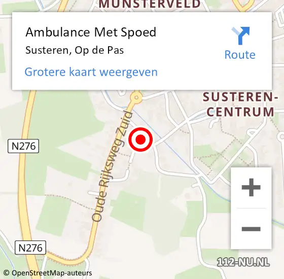 Locatie op kaart van de 112 melding: Ambulance Met Spoed Naar Susteren, Op de Pas op 11 juni 2014 12:31