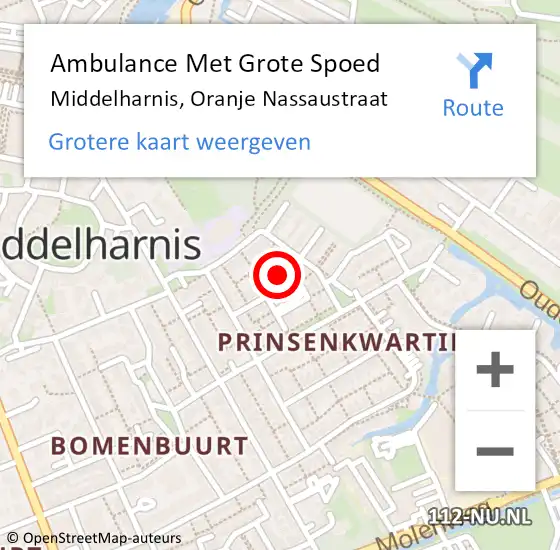 Locatie op kaart van de 112 melding: Ambulance Met Grote Spoed Naar Middelharnis, Oranje Nassaustraat op 25 mei 2021 14:19