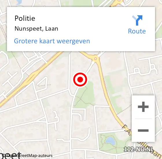 Locatie op kaart van de 112 melding: Politie Nunspeet, Laan op 25 mei 2021 14:37