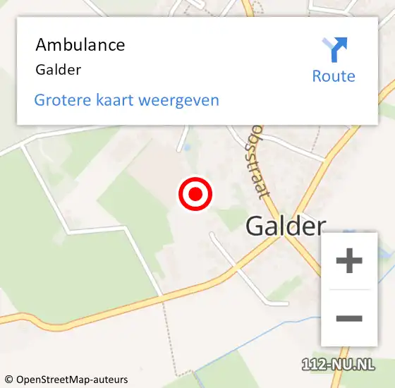 Locatie op kaart van de 112 melding: Ambulance Galder op 25 mei 2021 14:57