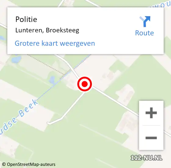 Locatie op kaart van de 112 melding: Politie Lunteren, Broeksteeg op 25 mei 2021 16:20