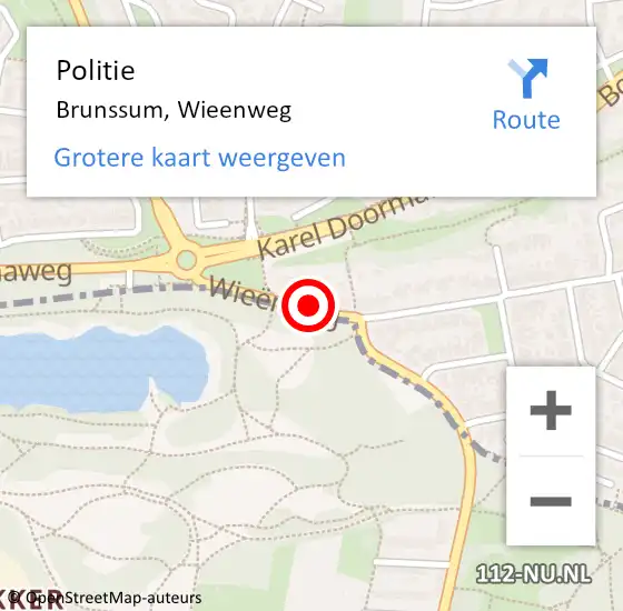 Locatie op kaart van de 112 melding: Politie Brunssum, Wieenweg op 25 mei 2021 17:03