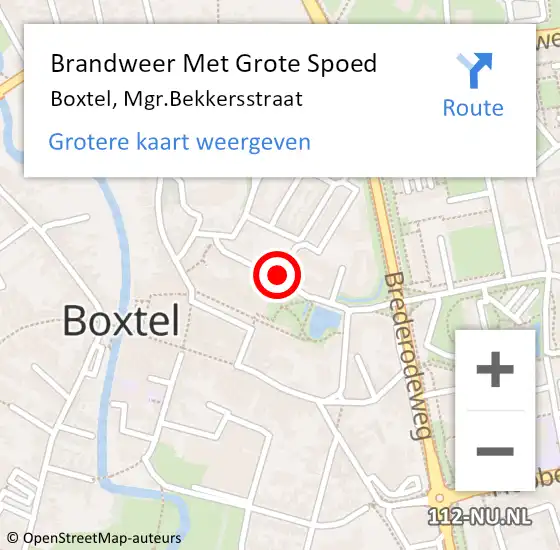 Locatie op kaart van de 112 melding: Brandweer Met Grote Spoed Naar Boxtel, Mgr.Bekkersstraat op 25 mei 2021 17:42