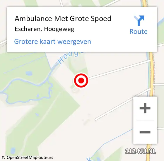 Locatie op kaart van de 112 melding: Ambulance Met Grote Spoed Naar Escharen, Hoogeweg op 11 juni 2014 13:02